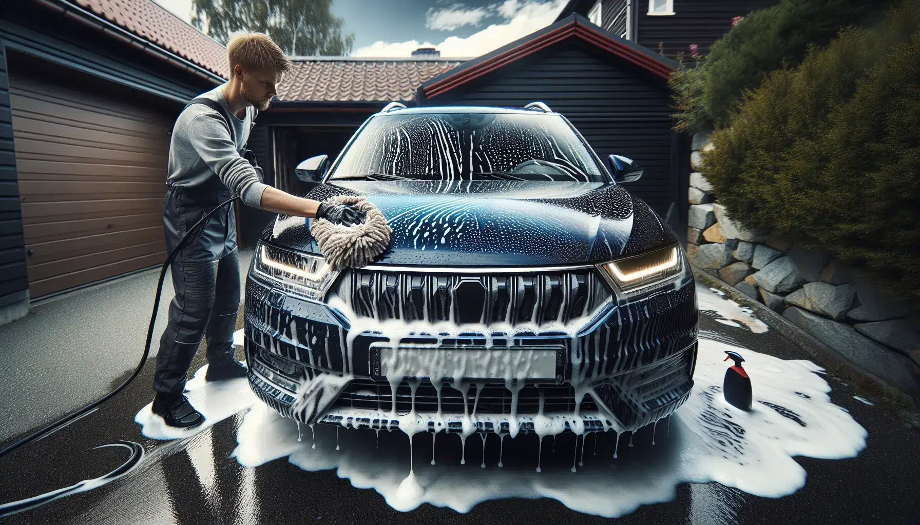 Riktig bilshampoo gjør to ting samtidig: Den løser skitt effektivt, og den beskytter overflaten mot unødig slitasje – illustrasjon